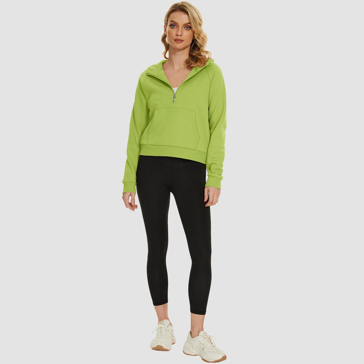Women's Fleece Hoodie - Half Zip & Kangaroo Pocket