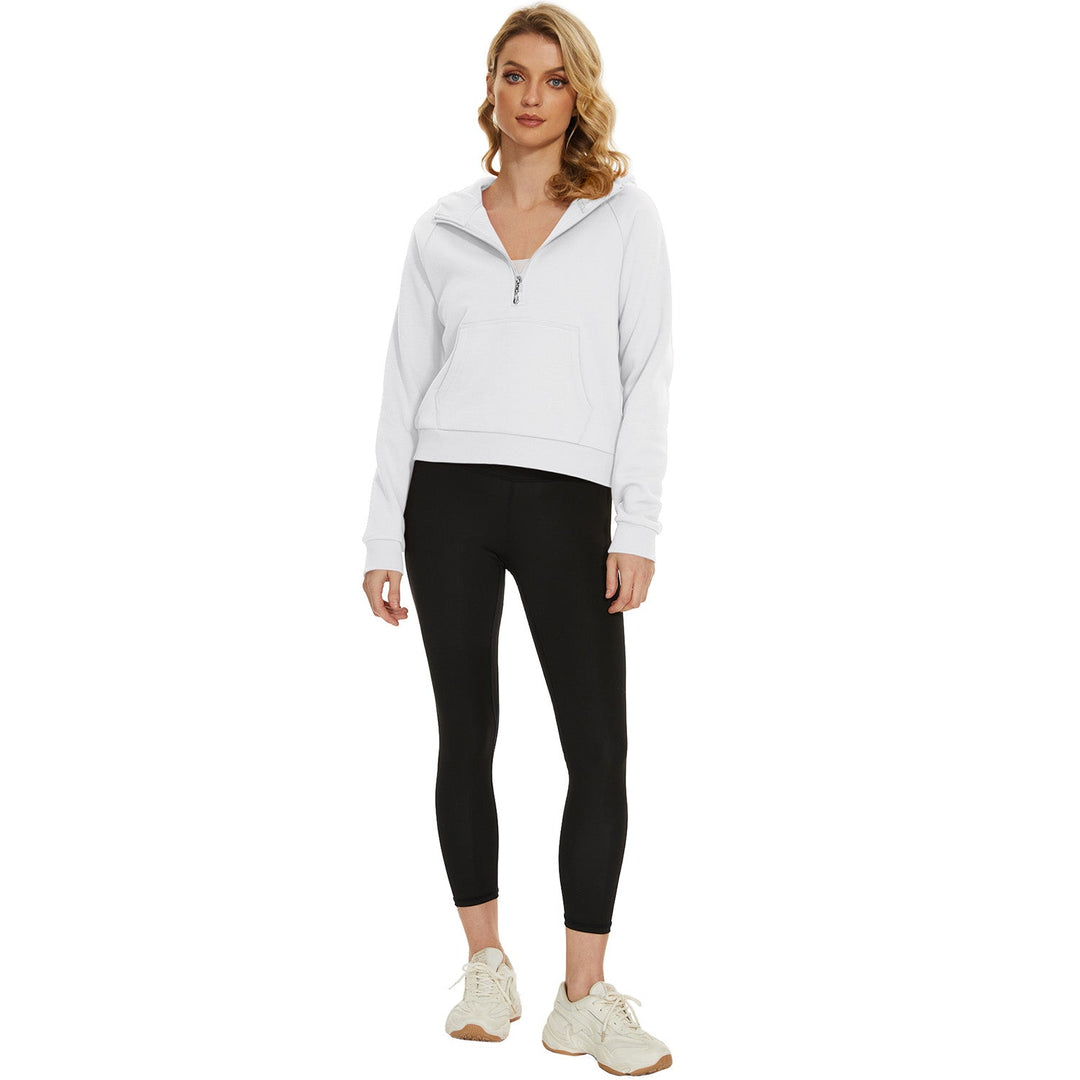 Women's Fleece Hoodie - Half Zip & Kangaroo Pocket