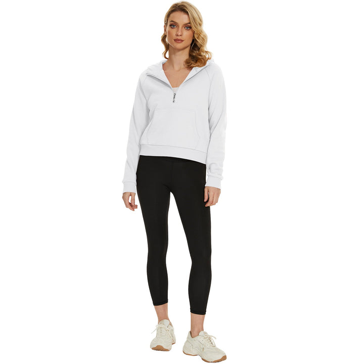 Women's Fleece Hoodie - Half Zip & Kangaroo Pocket