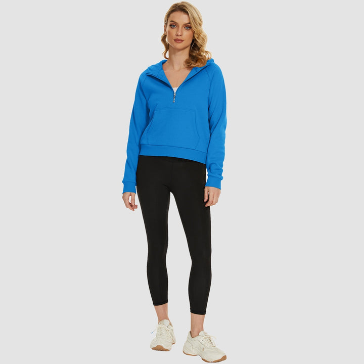 Women's Fleece Hoodie - Half Zip & Kangaroo Pocket