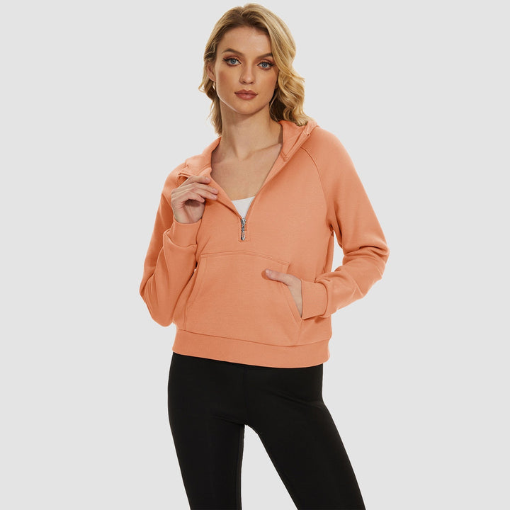 Women's Fleece Hoodie - Half Zip & Kangaroo Pocket