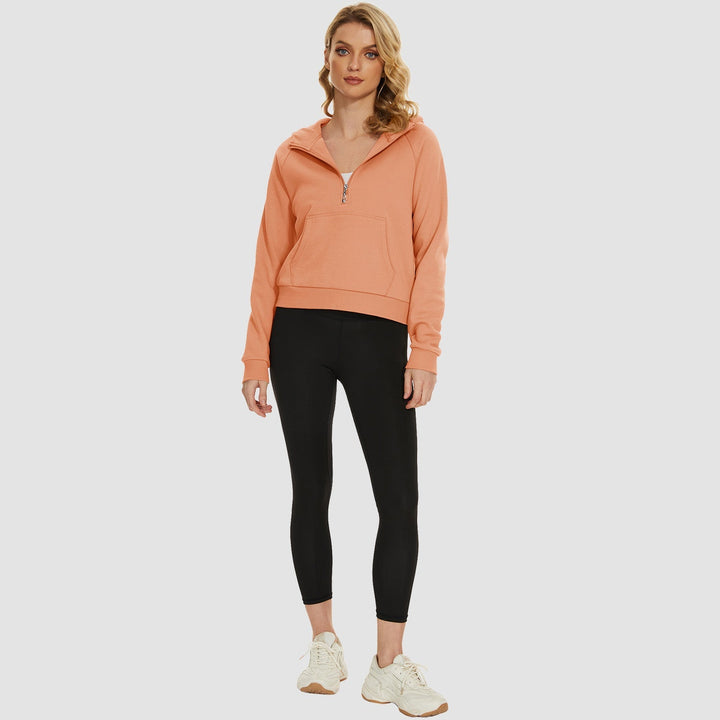 Women's Fleece Hoodie - Half Zip & Kangaroo Pocket