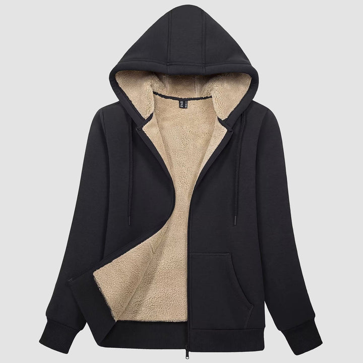 Women's Zip-Up Sherpa Lined Fleece Hoodie Jacket