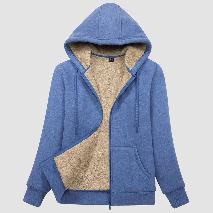 Women's Zip-Up Sherpa Lined Fleece Hoodie Jacket