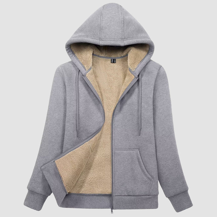 Women's Zip-Up Sherpa Lined Fleece Hoodie Jacket