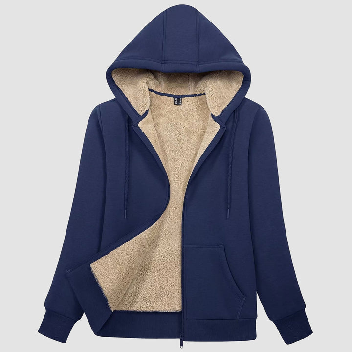 Women's Zip-Up Sherpa Lined Fleece Hoodie Jacket