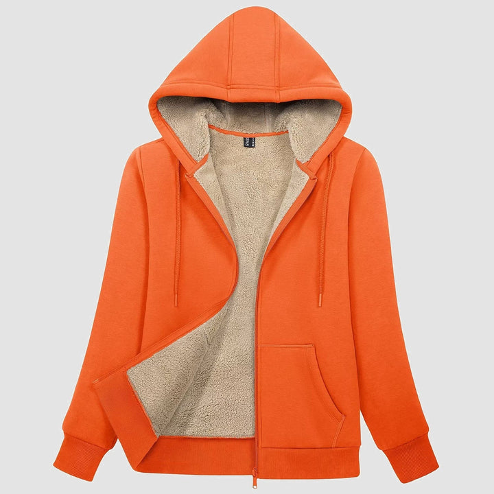 Women's Zip-Up Sherpa Lined Fleece Hoodie Jacket