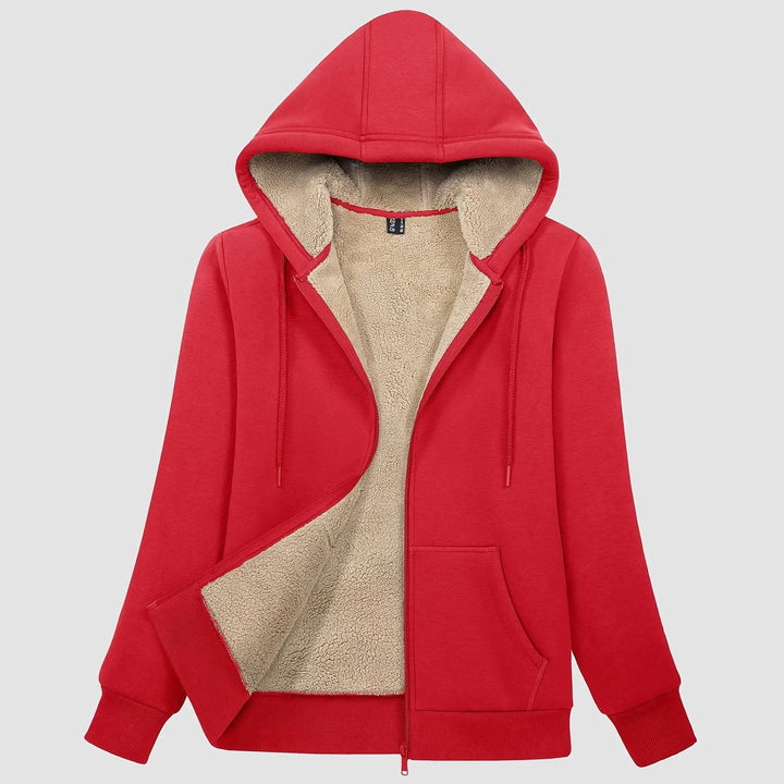 Women's Zip-Up Sherpa Lined Fleece Hoodie Jacket