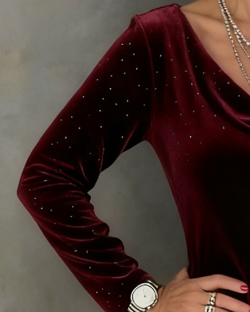 Shimmering Finish Straight Cut Dress