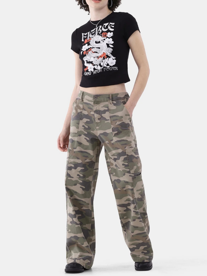 Camouflage Wide-leg Overalls