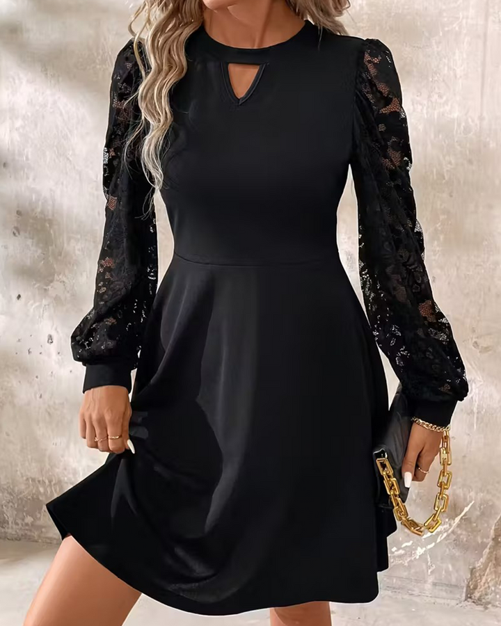 Trendy A-Line Lace Trim Dress