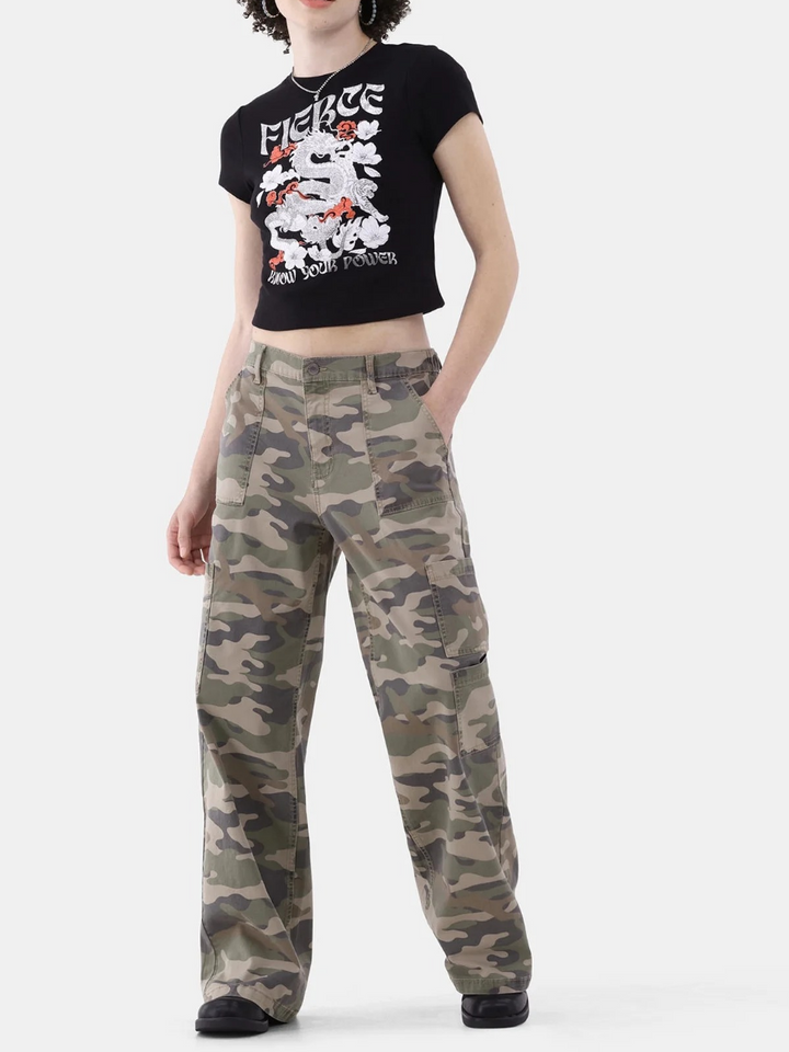 Camouflage Wide-leg Overalls
