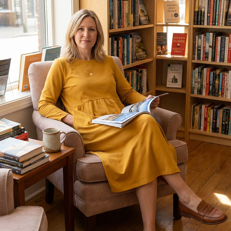 📢 Limited Time 70% OFF👗Women's Loose Fit Round Neck Midi Dress with Pockets-Effortless Comfort & Everyday Elegance✨