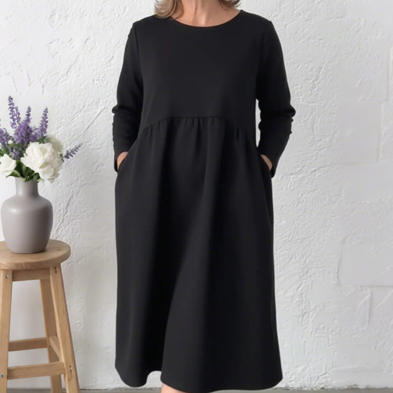 📢 Limited Time 70% OFF👗Women's Loose Fit Round Neck Midi Dress with Pockets-Effortless Comfort & Everyday Elegance✨