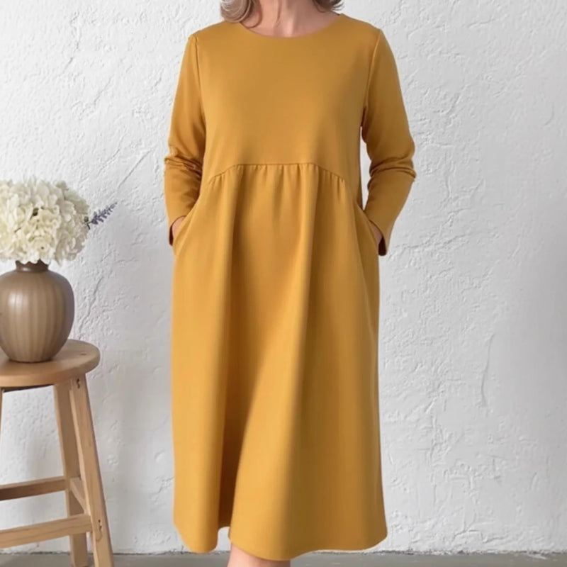 📢 Limited Time 70% OFF👗Women's Loose Fit Round Neck Midi Dress with Pockets-Effortless Comfort & Everyday Elegance✨