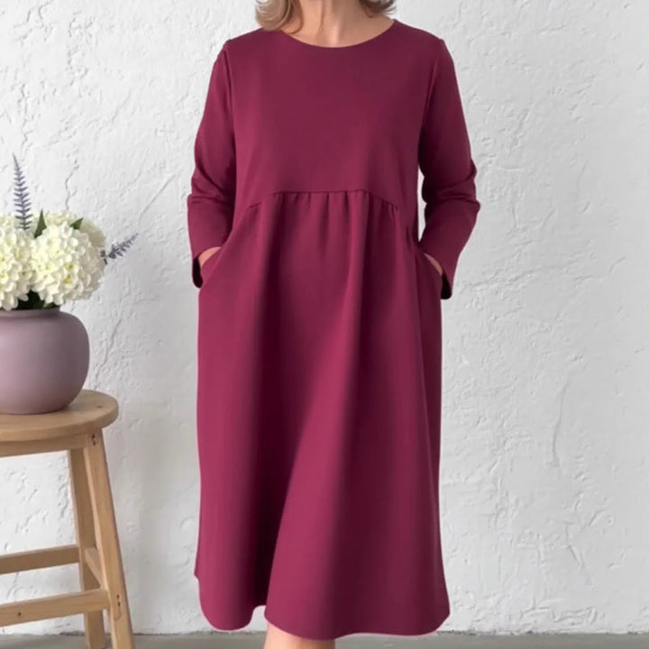 📢 Limited Time 70% OFF👗Women's Loose Fit Round Neck Midi Dress with Pockets-Effortless Comfort & Everyday Elegance✨