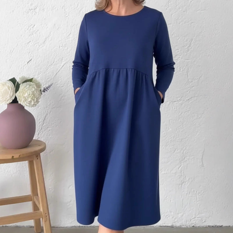 📢 Limited Time 70% OFF👗Women's Loose Fit Round Neck Midi Dress with Pockets-Effortless Comfort & Everyday Elegance✨