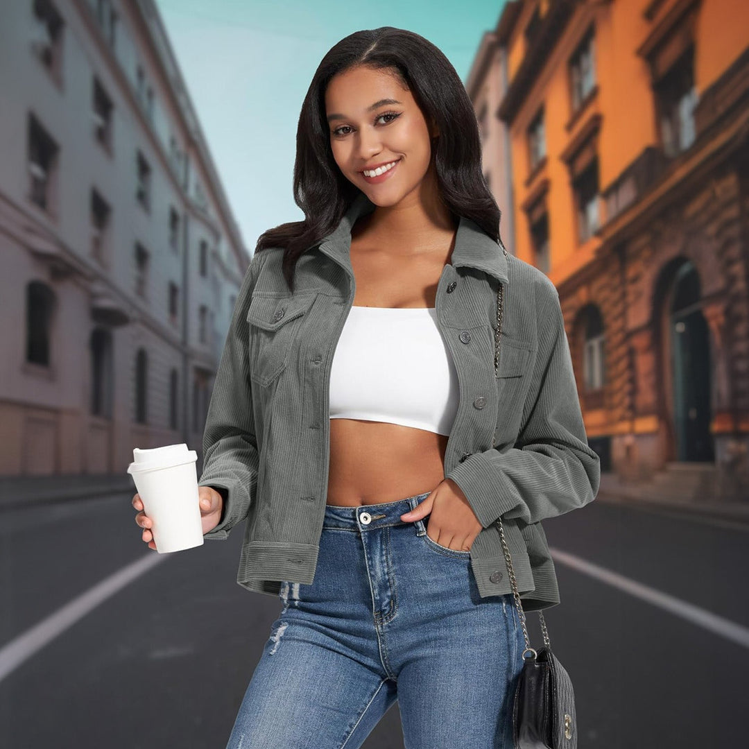 Women's Casual Corduroy Shacket Jacket
