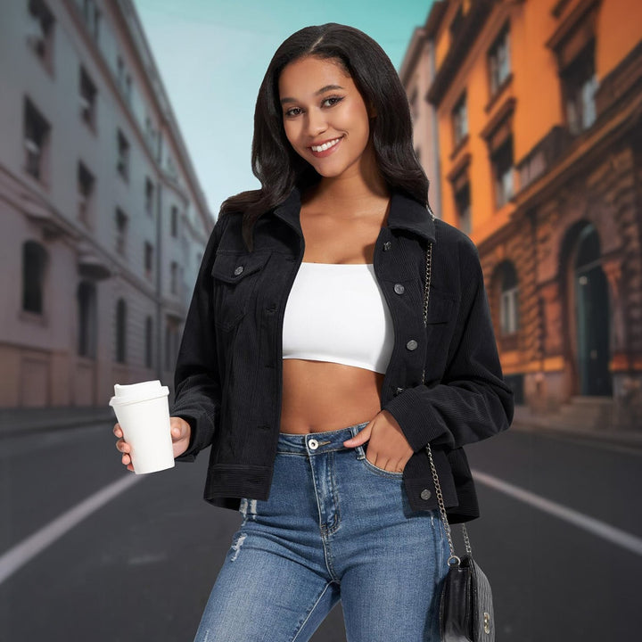 Women's Casual Corduroy Shacket Jacket
