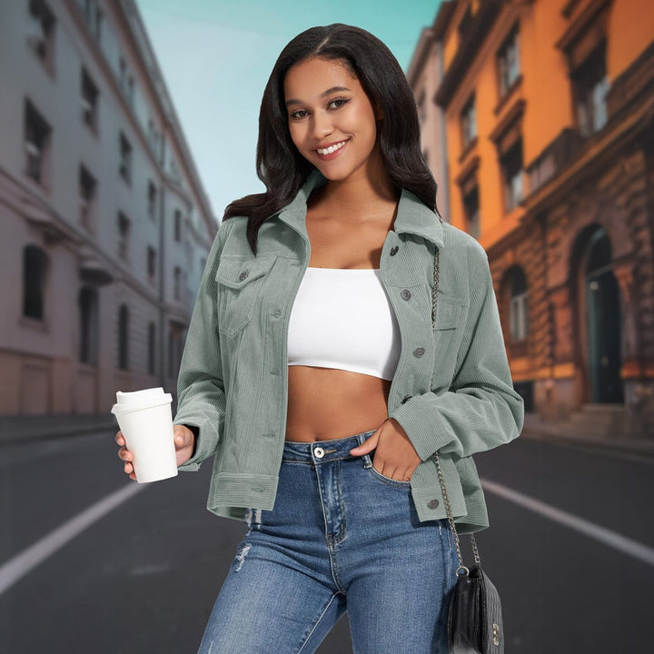 Women's Casual Corduroy Shacket Jacket