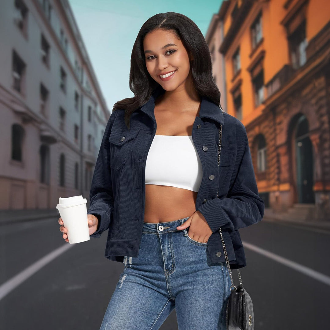 Women's Casual Corduroy Shacket Jacket
