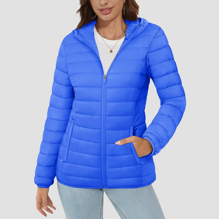 Women's Hooded Lightweight Puffer Jacket Full Zip Winter Coat