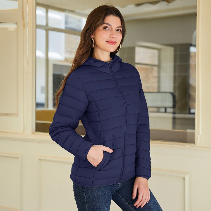 Women's Hooded Lightweight Puffer Jacket Full Zip Winter Coat