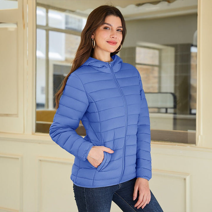 Women's Hooded Lightweight Puffer Jacket Full Zip Winter Coat