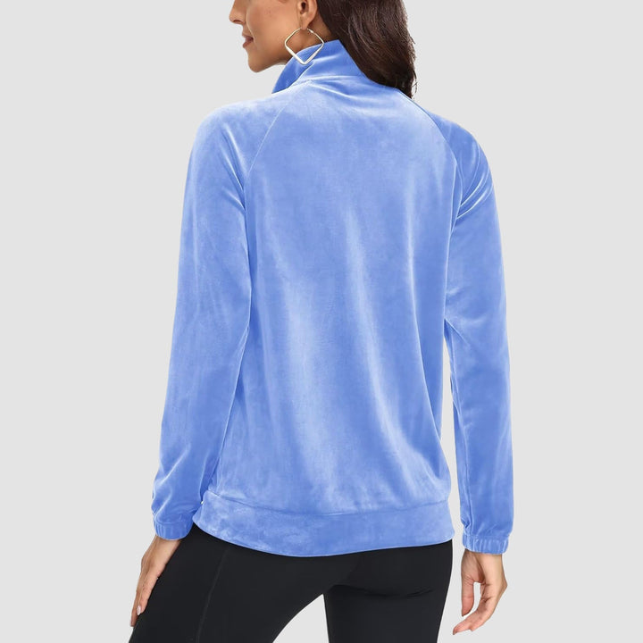 Women's Velour Fleece Jacket - Full Zip & Zipper Pockets