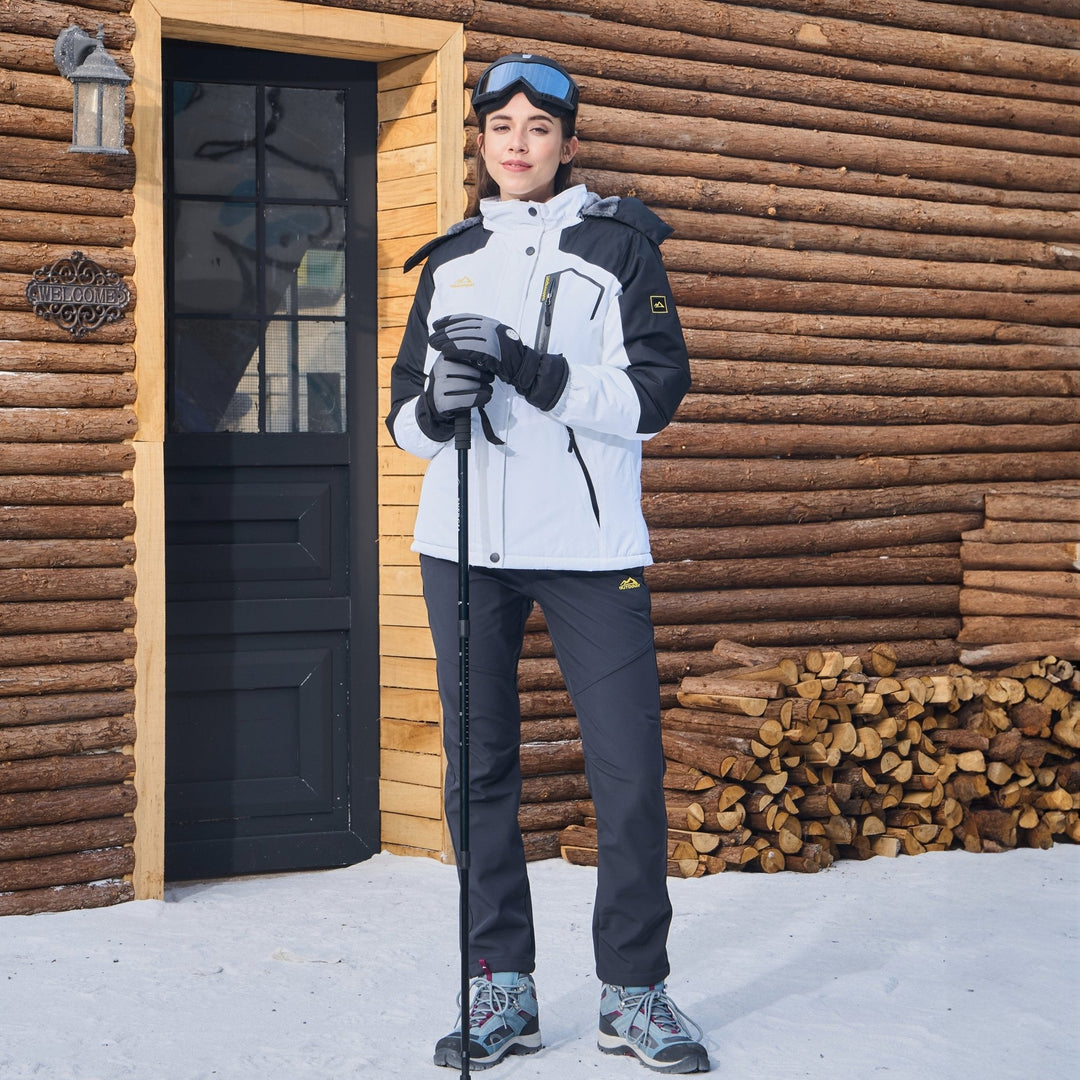 Women's Water-Resistant Fleece Ski Jacket with 4 Pockets