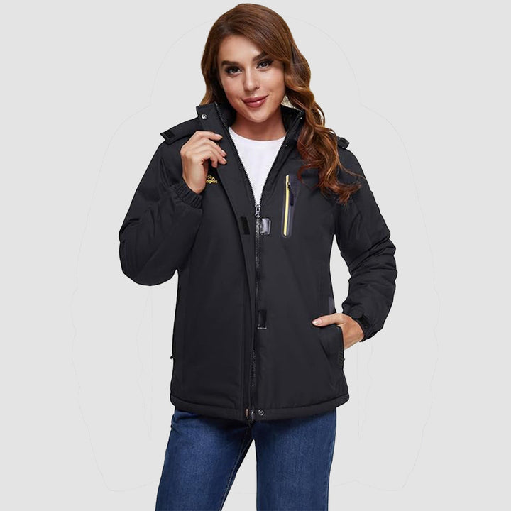 Women's Waterproof Fleece-Lined Ski Jacket with Hood