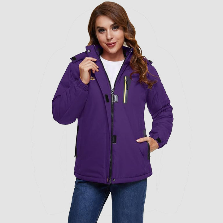 Women's Waterproof Fleece-Lined Ski Jacket with Hood