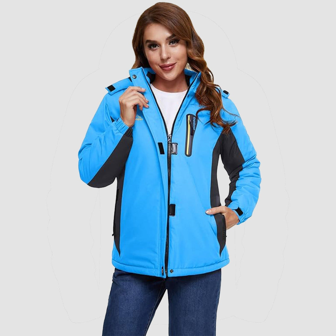 Women's Waterproof Fleece-Lined Ski Jacket with Hood