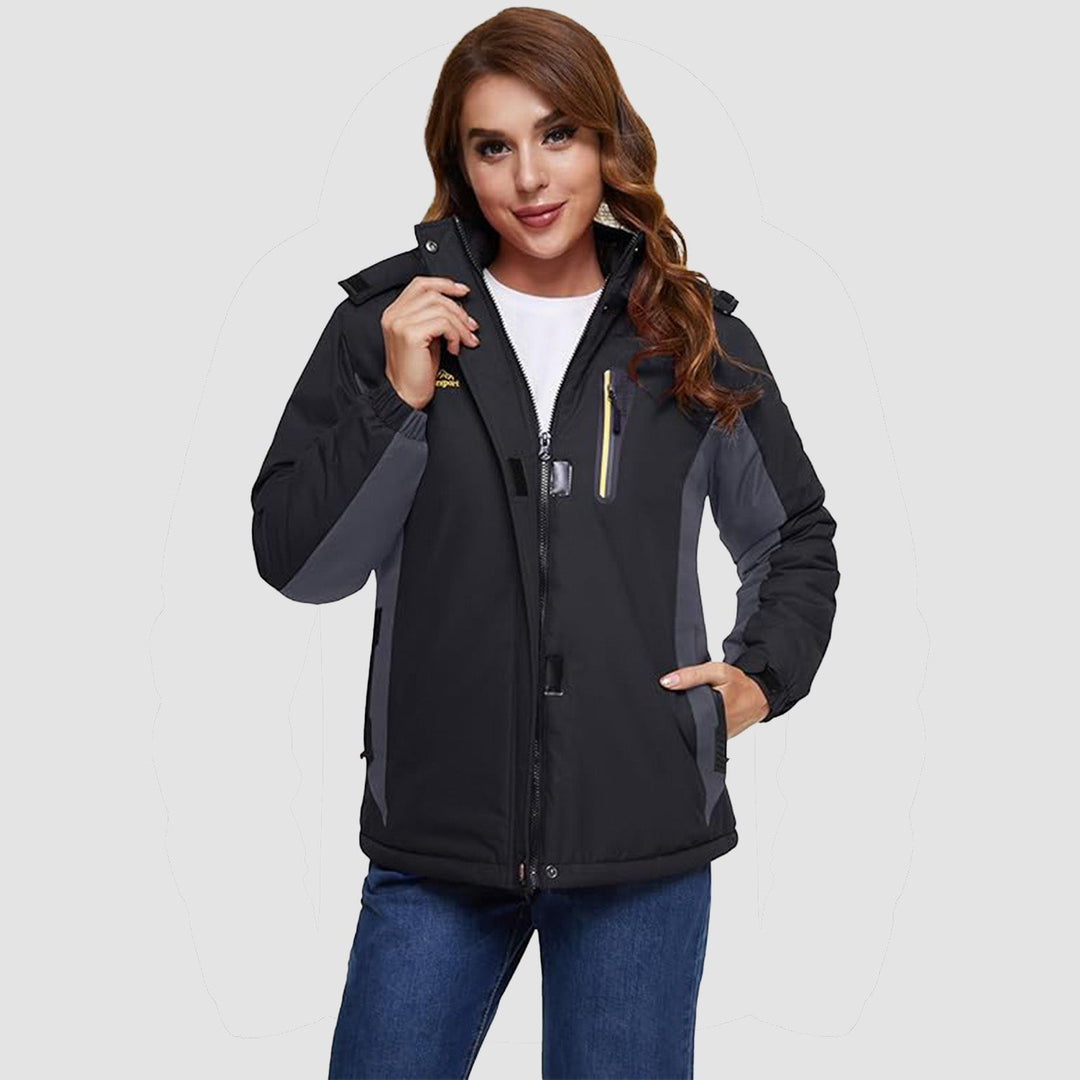 Women's Waterproof Fleece-Lined Ski Jacket with Hood