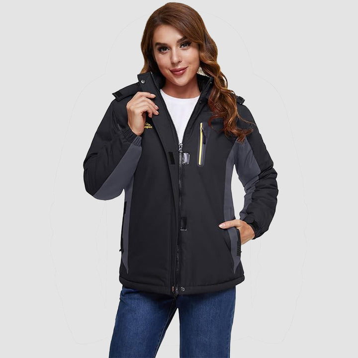 Women's Waterproof Fleece-Lined Ski Jacket with Hood