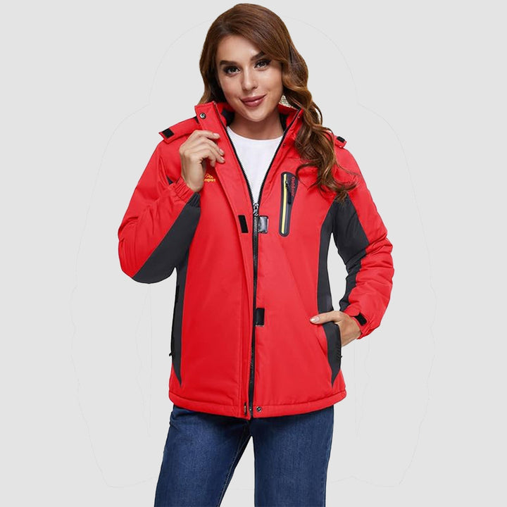 Women's Waterproof Fleece-Lined Ski Jacket with Hood