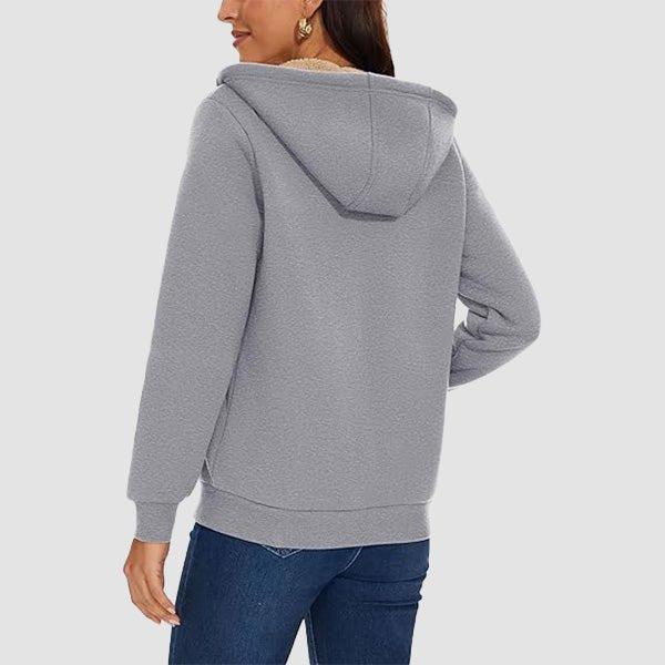 Women's Zip-Up Sherpa Lined Fleece Hoodie Jacket